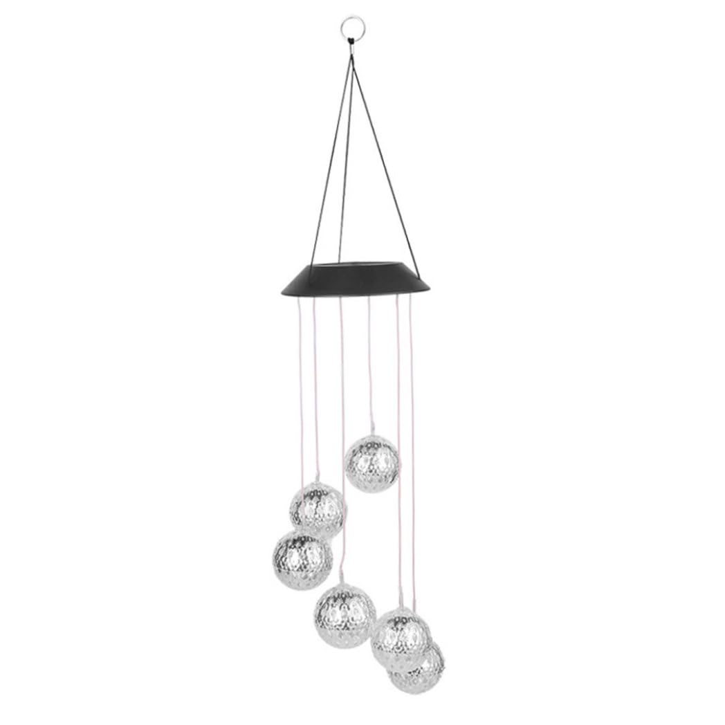 Uanqfegy White Solar Wind Chime Light Led Garden Hanging Spinner Ball Lamps – Solar Wind Chime Light For Party Decor