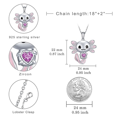 Image of Axolotl Necklace 925 Sterling Silver Axolotl Pendant Cute Animal Jewelry Gift for Women