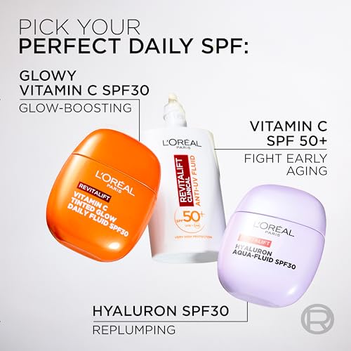 L'Oréal Paris Revitalift Filler NEW Hyaluronic Plumping Aqua- Fluid SPF 30 macro + micro hyaluronzuren, 24 uur hydratatie, niacinamide en UV-filtertechnologie, 40 ml