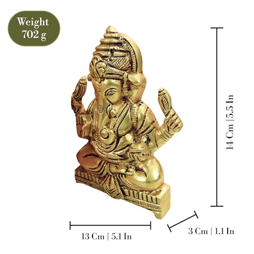 Image of Spillbox Brass Ganesh Wall Hanging |Hanging for Home |Living Room|Door Hanging Decor|Statue Sculpture for Home & Office- Brass Ganesh Wall Hanging