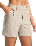 Santiny Women'S 5'/7' Hiking Golf Shorts Quick Dry Stretch Casual Work Shorts With Pockets For Women Walking Travel Summer (Lightkhaki_M)