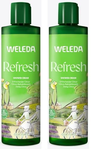 WELEDA Bio Refresh XL Duschgel vegan - Naturkosmetik Citrus Duschseife für Frauen & Männer mit Zitrone/Orange Duft - Natürliche Hautpflege Dusche zur Reinigung von Gesicht & Körper (1x 400ml)