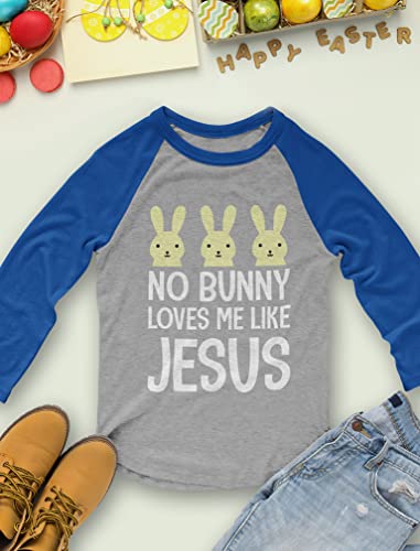 Tstars No Bunny Loves Me Like Jesus Funny Easter Raglan 3/4 Sleeve T-Shirt for Toddler & Kids4