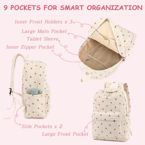 Bluboon Corduroy Laptop Bookbag for Girls