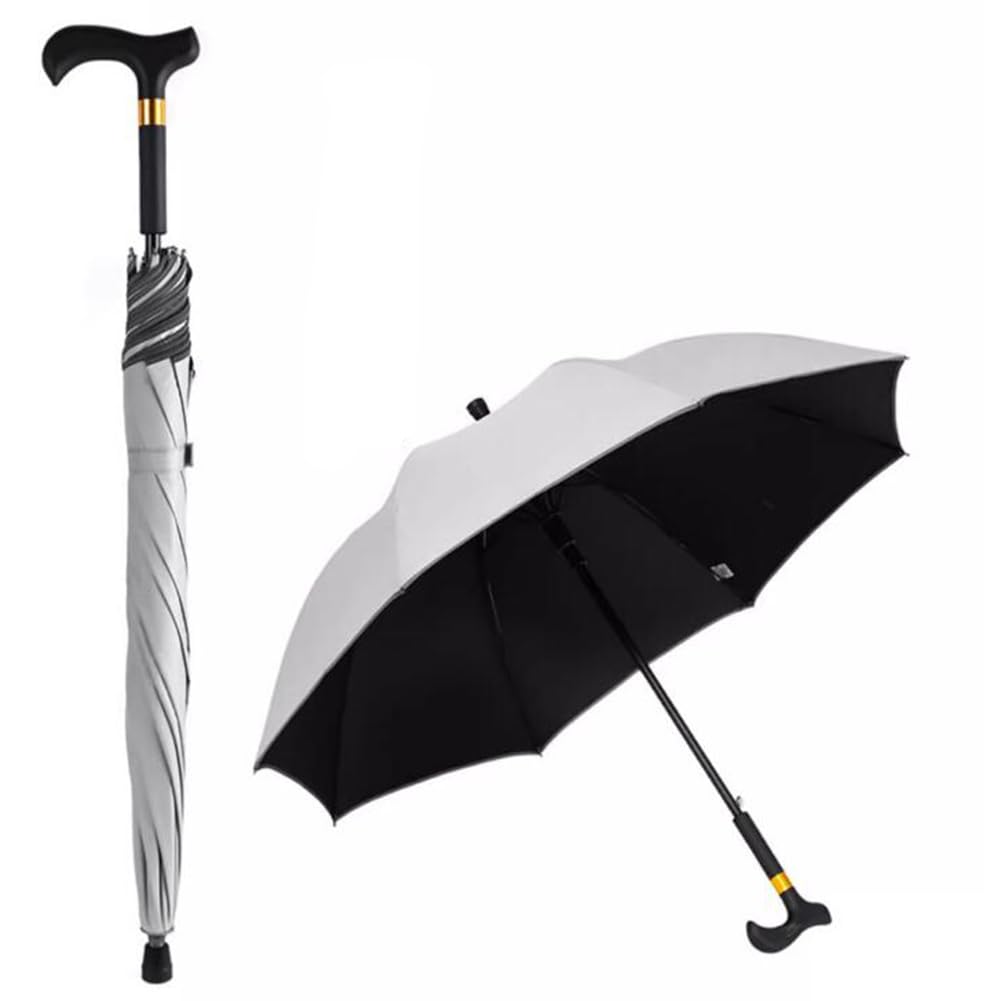 AVIITI Outdoors Walking Cane Umbrella, Non Slip City-Safewalking Windproof Stick Umbrella, Tourism Multifunction Crutch Umbrella Men Women,E,83cm/32.6inch