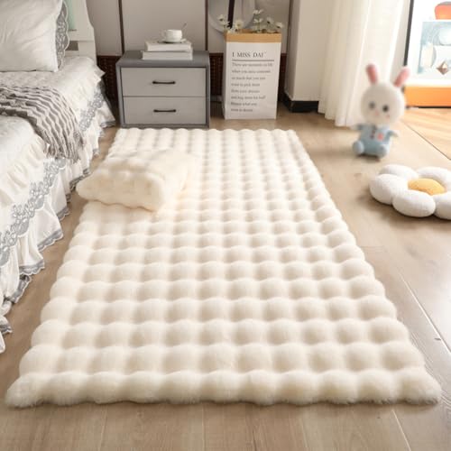 Tapis moelleux doux fausse fourrure lapin 3D lavable de salon