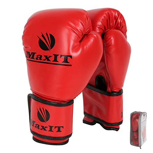 MaxIT Pro Style Boxing Gloves | Padded Odor-Free for Men or Women | Hand Glove Set for MMA, Muay Thai, Sparring, Boxing, Kickboxing, Punching Bag, Training, Fighting Sports