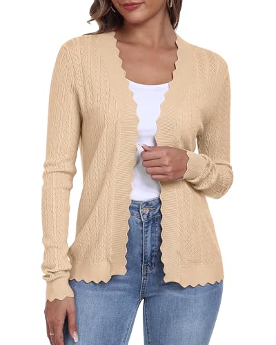 COSSEN Women Long Sleeve Cardigan Sweater Trendy Lightweight Crochet Knit Cardigan Sweater