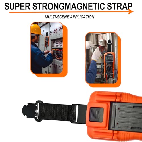 Image of ZIBOO 69190 Magnetic Hanger for Electric Multimeters with Velcro Loop and Hook for Hands Free Use, Compatible with Klein Tools Meters MM1000, MM1300, MM2000, MM2300, MM5000, MM6000