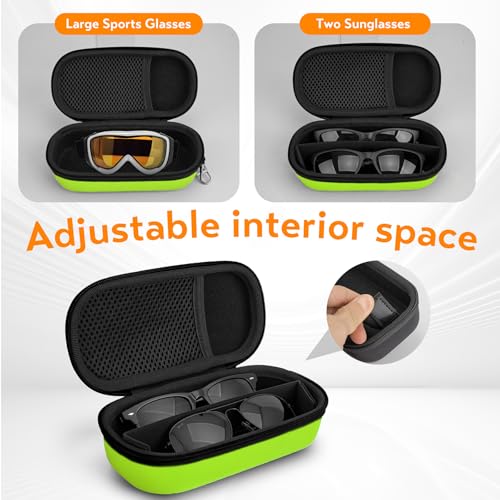 Image of Double Eyeglasses Case, Hard Shell Dual Glasses Case Travel Sunglasses Organizer for Men Women