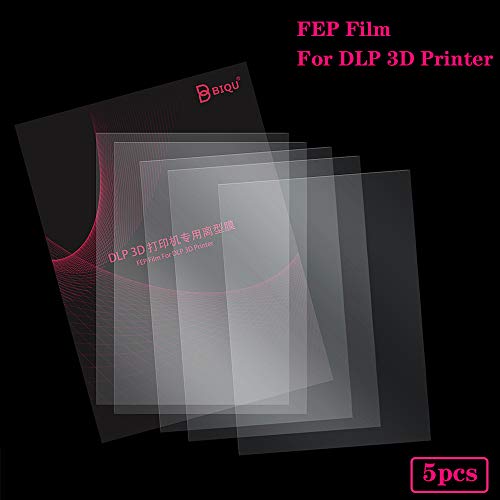 PoPprint - Película transparente DLP FEP (5 unidades, 140 x 200 x 0,15-0,2 mm de grosor, para impresora 3D, SLA DLP Resin3D)