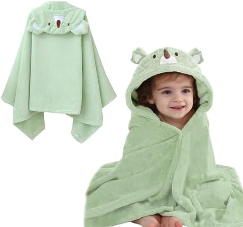 IFaryMes Toddler Bath Towel Baby Towels with Hood 27.5″X55″ Ultra Absorbent Soft Bathrobe Blanket Kids Shower Towel Gifts for Girls and Boys(Green)
