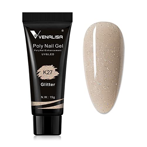Venalisa Poly Builder Gel - Poly Nail Gel, 15g Acrylic Polish Extension, Transparent Camouflage, Manicure and Pedicure Art (K27)