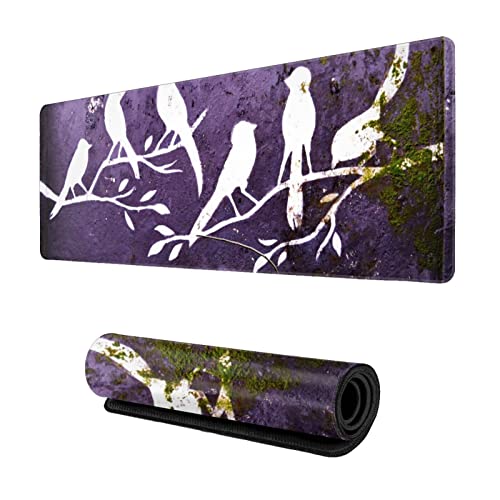 Bird Mural Graffiti Wall Painting Large Gaming Mouse pad,, with Non-Slip Base (11.8x31.5 inches), Comfortable, Foldable, Suitable for desktops, laptops, Keyboards, etc.