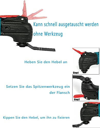 Oszillierendes Werkzeug, Multifunktionswerkzeug 18V, 6 variable Drehzahlen, max. 20000 U/min, 4° Oszillationswinkel, zum Entfernen, Schaben, Schneiden, Ersatz für Makita-Werkzeug, nur Gehäuse – Bild 6