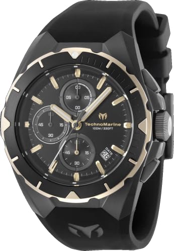 TechnoMarine Ocean Men 41.30mm Stainless Steel Gold + Black Black dial VD57 Quartz