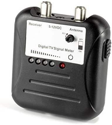 Signal Strength Meter with Adjustable Signal Strength - Digital TV OTA Antenna Finder with LED Indicator Display and Coax Cable