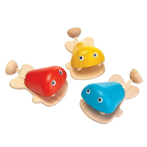 Fish castanet Plan Toys lot de 6 en bois durable au son doux pour petites mains