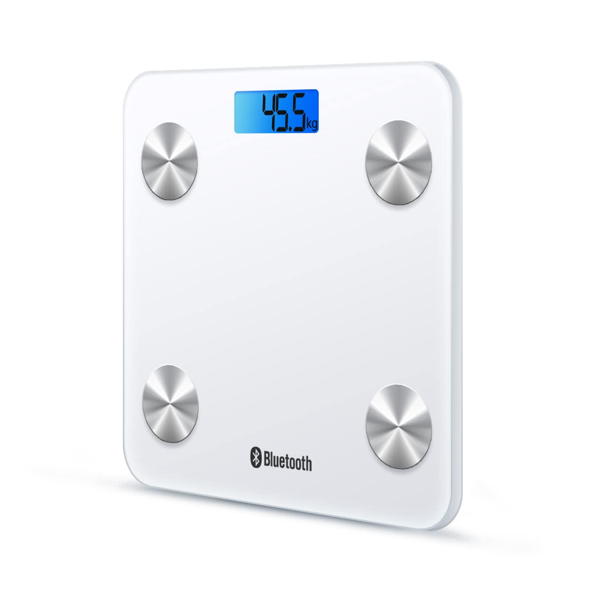 HF Bilancia Pesapersone, Professionale Impedenziometrica Bluetooth Digitale con App Misura Peso Corporeo, Massa Grassa, BMI, Massa Muscolare, Massa Ossea, Proteine (Bianco con retroilluminazione blu)
