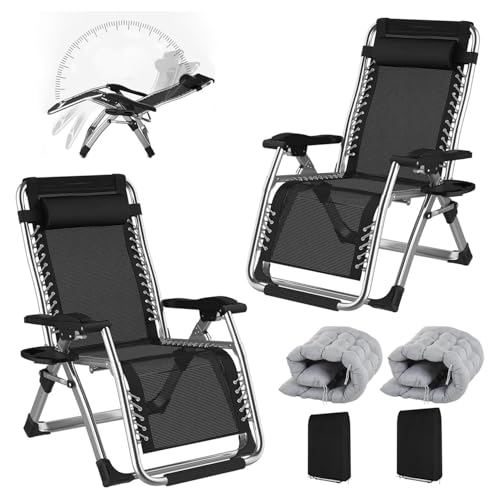 SPXMQSS Tumbonas Jardin Exterior Silla Camping Silla Playa Plegable Beach Chair Sillones De Jardin Sillas Terraza Exterior Sun Lounger Grey 2pcs Width 83 cm