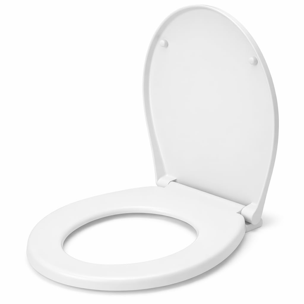 Marco Paul Interiors White Marco Paul 18" Soft Close Toilet Seat – Universal Fit Round & Oval Wc Pan – Heavy Duty Durable Plastic With Slow Close Hinges & Easy Installation