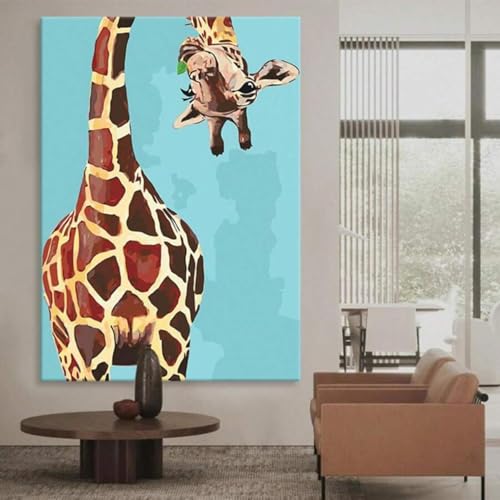 Peinture de girafe fantaisiste pour habiller un grand mur