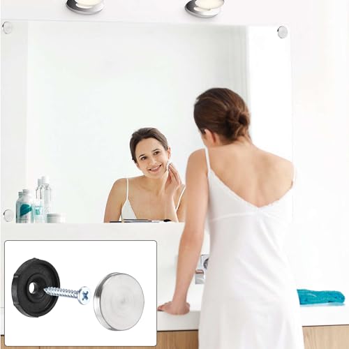 QIUMING 60 Stück Spiegelschrauben Spiegel Schrauben Silberne Kappen Zierschrauben Spiegelschrauben Panelschrauben Zur Dekoration von Spiegeln, Couchtischen, Kleiderschränken (60, Silber, 12mm)