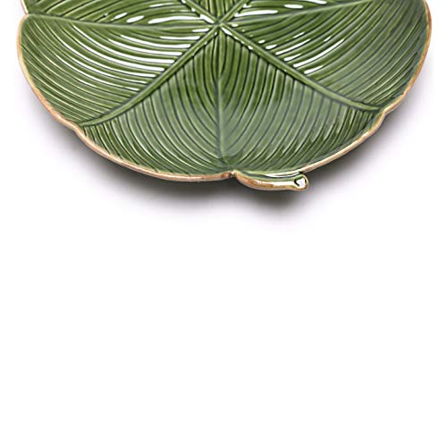 Folha Decorativa de Cerâmica Banana Leaf 16 x 16 x 3 cm, Lyor, Verde, Único