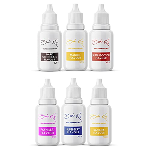 Image of BAKE KING Essence for Cake Making Combo of 6 Flavours Mango, Blueberry, Vanilla, Chocolate, Banana, Butterscotch Flavour Essence Vanilla Essence Cake Baking, Muffins, Milkshakes, Dessert 30 ML