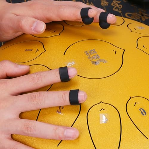 YiXjiuBP 4 Pcs Steel Tongue Drum Finger Sleeves,Tongue drum finger picks,Silicone Knocking Finger Pick Cover Percussion Drums Accessories for Tongue Drum (4, 0.55in)