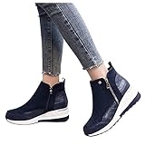 Stiefeletten Damen Sommer Damen Ankle Boots Kurzstiefel Elegant Hohl Schuhe Reißverschluss Kurze Stiefel Sommer Herbst Flache Schuhe mit Keilabsatz Atmungsaktive Freizeitschuhe für Sport Outdoor