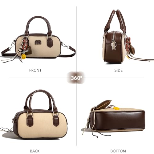 Bolso Tote clásico de lona y cuero para mujer miniatura 4