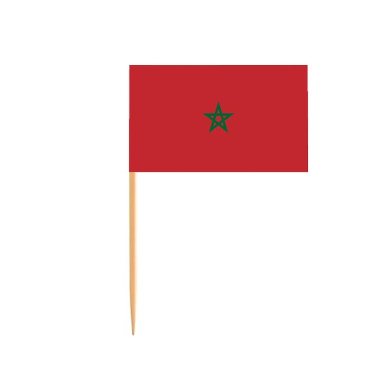 PJQUEKAIPJ 100Pcs/Set Mini Moroccan Flag Cupcake Cocktail Toothpick Stick Cake Topper Party Bar Restaurant Accessory