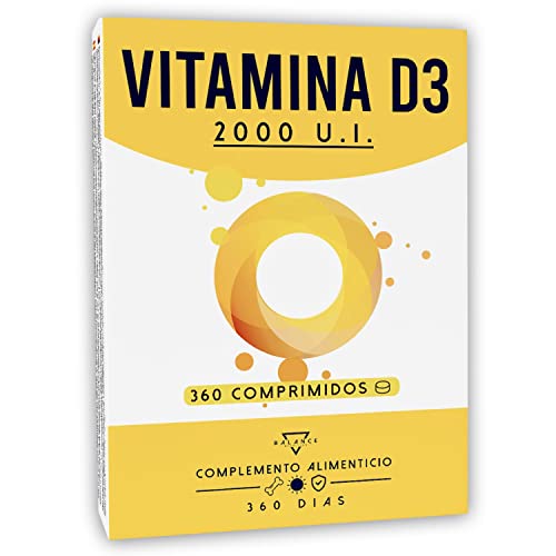 VITAMINA D3 2000UI - 360 TABLETAS (suministro de un año) | Vitamina D | Bienestar de huesos, dientes, músculos y sistema inmunológico | Sin gluten, OMG ni lactosa | Made in EU Cover