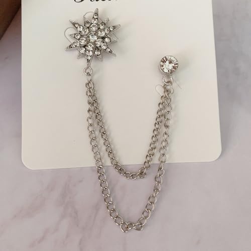 Image of women's chain brooch tassel chain rhinestone zircon brooch is suitable for women's metal chain clothing accessories, jewelry, gifts, and various holiday accessories