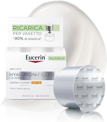 Eucerin Hyaluron-Filler Refill Crema Giorno SPF 30 50 ml, Crema viso antirughe e idratante, Formula con Acido Ialuronico per una pelle ringiovanita adatta per tutti i tipi di pelle