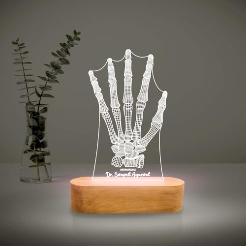 Image of 3D Illusion Personalized Orthopedics Doctor Table Lamp with Cool White Light | Gift for Doctor | Thank You Gift for Doctor