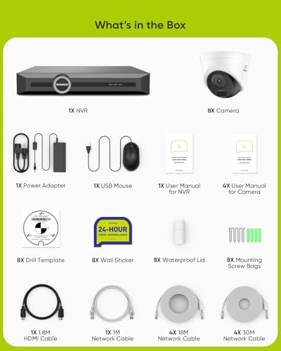 SANNCE POE Überwachungskamera Set 5MP 8CH NVR+8 * 5MP Wasserdicht Kamera mit Smart IR LEDs,Bewegungserkennung,APP Alarm,Nachtsicht bis zu 30 Meter