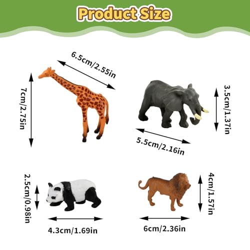 12 Stück Safari Tiere Figuren Set, Realistische Dschungel Wildtiere Figuren aus Kunststoff, Mini Tierfiguren Spielzeug für Kinder, Jungen & Mädchen, Lernspielzeug, Tortenaufsatz, Geschenkidee