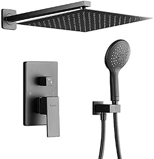 Rain Shower System, Modern Shower Faucet Set with Rough-in Valve, 12" Rainfall Shower