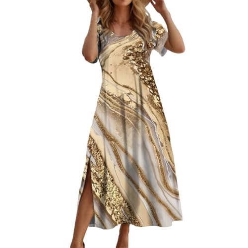 Robe décontractée confortable à col rond et motif à fleurs