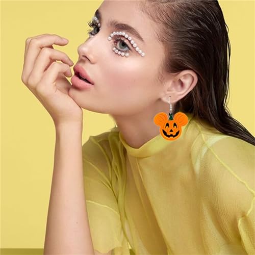 WCRAZYE Halloween Skull Dangle Earrings - Acrylic Pumpkin Spirit Earrings with Glitter Powder3