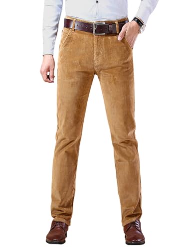 Oanviso Pantalón De Pana Chino Hombre Casuales Pantalone de Traje Moda Elasticos Pantalóns de Trabajo Vaqueros Pantalones Straight Otoño e Invierno A Caqui XL
