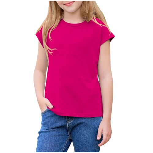 Pink T-Shirts for Girls Kids Toddler Summer Athletic Short Sleeve Casual Basic Crewneck Dressy Elegant Tops Clothing4