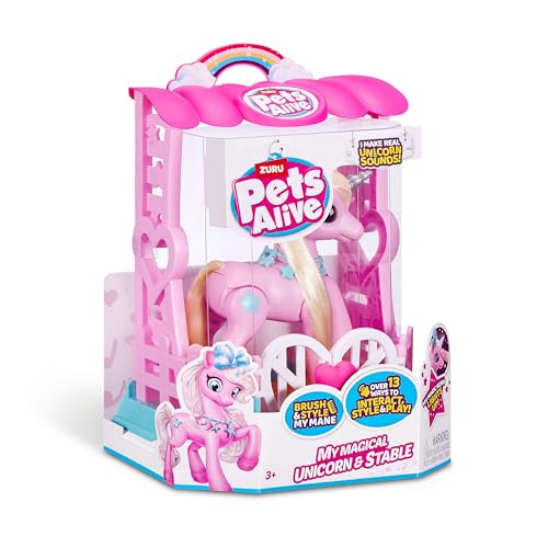 Unicornio interactivo con establo Pets Alive juguete robótico a pilas 7