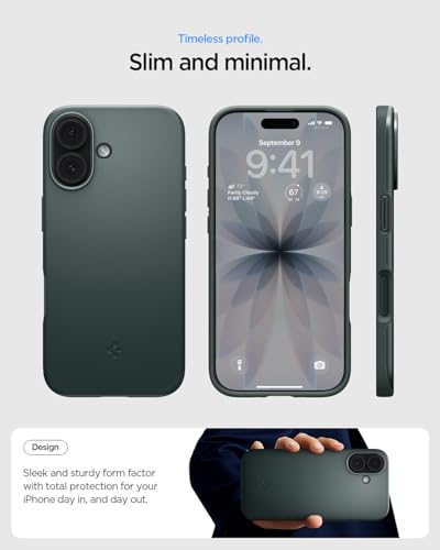 Image of Spigen Thin Fit MagFit Back Cover Case for iPhone 17, MagSafe Compatible, Slim Frame - PC+TPU | Abyss Green