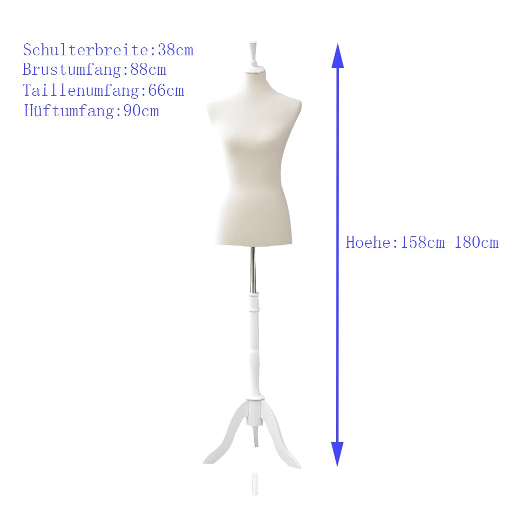 Loywe Schneiderpuppe Schaum Weiblich Damenbüste Schneiderbüste kleiderpuppe Nähen Gr.36/38 | 1018 (Beige)