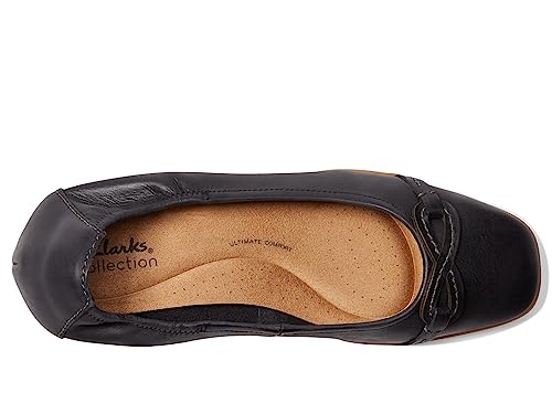 Clarks Women's Lyrical Rhyme Ballet Flat, Black Leather, 11