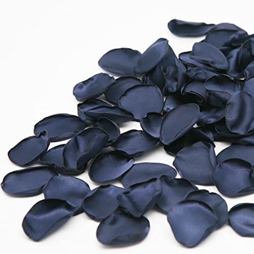 Capesaro Pétalos de rosa artificiales de color azul marino, 200 unidades, para bodas, San Valentín, decoración de mesa, cumpleaños, atmósfera romántica, cajas de regalo
