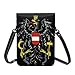 QIPVEKR Austrian Coat of Arms Flag Leather portable phone bag wallet, protect your phone, adjustable, crossbody bag